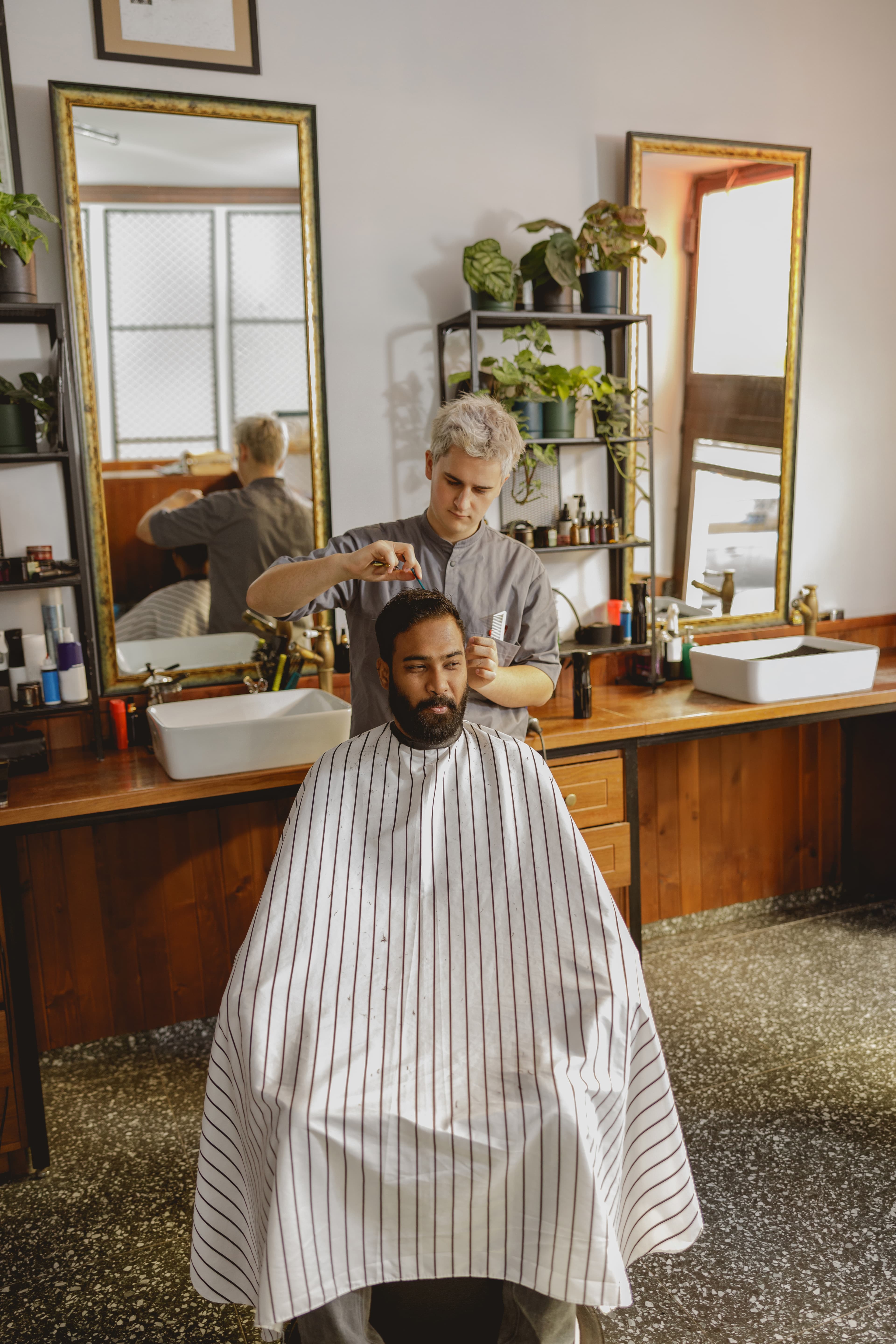 Professional barber at work